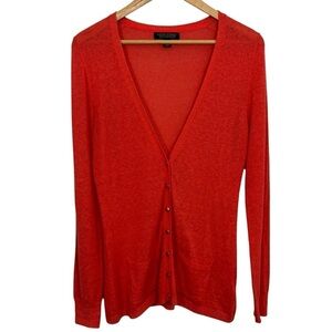 Banana Republic Alpaca Blend Cardigan Womens M Orange Lightweight Sweater VGUC